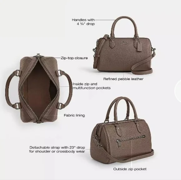 Coach Rowan Pebble Leather Crossbody Satchel - Picture 7 of 16